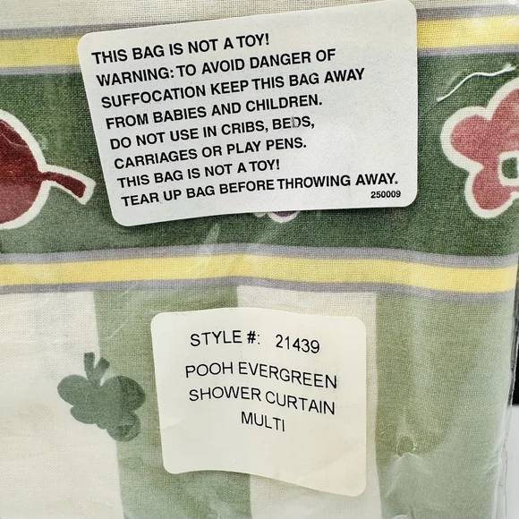 VTG Classic Disney Winnie The Pooh Evergreen Fabric Shower Curtain NIP 72 X 70 - Picture 5 of 10